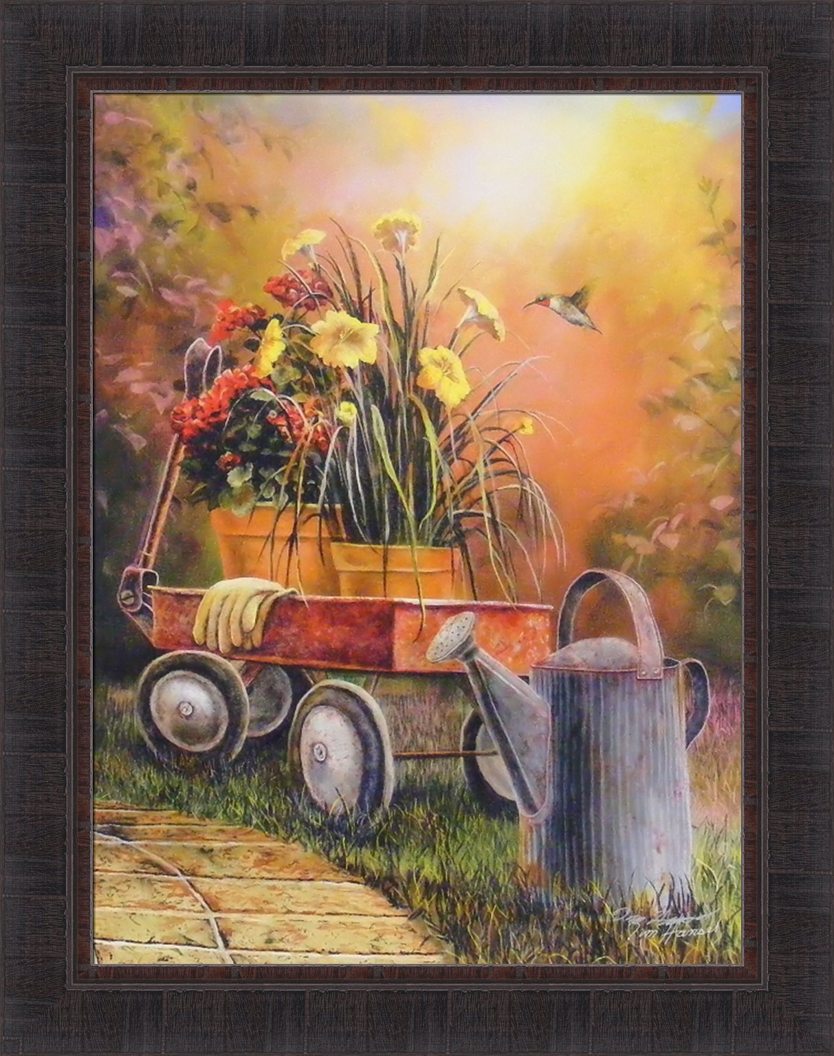Amazon.com: Summer Blooms by Jim Hansel 22x28 Vintage Red Wagon